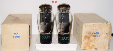 (!!!!) (Best Pair) JAN-5998 Tungsol NOS black plates NOS 1966 same build as 421A Western Electric (94ma/91ma and 92ma/103ma) (close Gm balance)