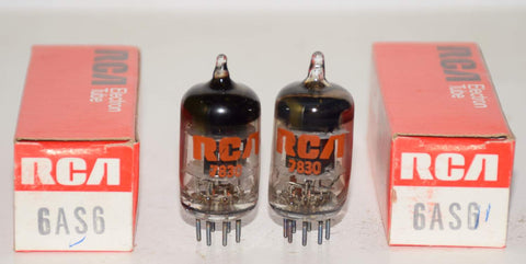 (!) (PAIR) 6AS6 Sylvania branded RCA black plate NOS 1978 (4.8ma and 5.2ma)
