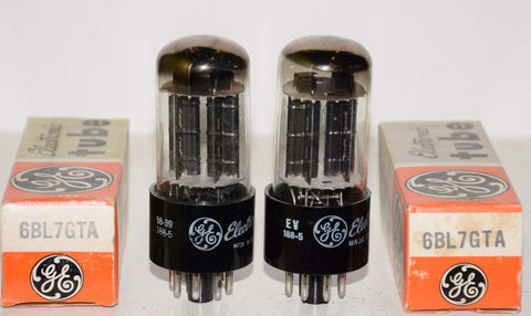 (!!!) (Best Pair) 6BL7GTA GE black plates NOS 1958 and 1966 (43.0/44.5ma and 40.5/41.5ma) (very close Gm matching)