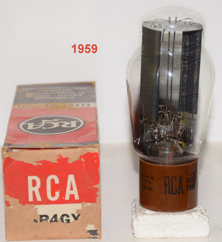 (!!) (SINGLE) 5R4GY RCA brown base NOS 1959 a few small vertical scratches on base (54/40 and 50/40)