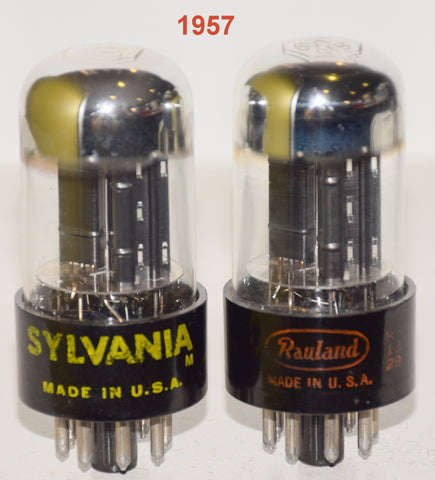 (!!!!) (Good Value Pair) 6SN7GTB Sylvania chrome top used/good 1957 (7.4/8.5ma and 7.3/8.4ma) (Schiit Freya, Rogue, Modwright OPPO)