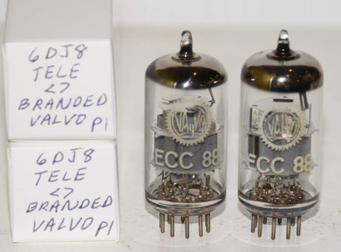 (!!!) (Recommended Pair) 6DJ8=ECC88 Telefunken Germany <> bottom NOS branded Valvo 1960's (12/12.8ma and 13.8/12.6ma)