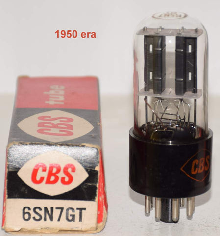 (!!!!) (Best Single) 6SN7GT CBS parallel black plates NOS, similar to VT-231 Sylvania 1950 era (8.8/9.4ma)