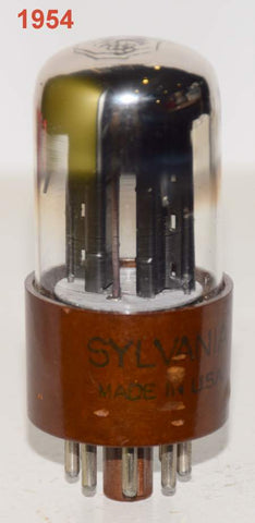 (!!) (Single) 6SN7WGT Sylvania brown base used/good 1954 some nicks on base (6.0/7.2ma)