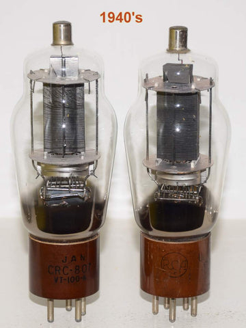 (!!) (Good Value Pair) 807=VT-100A RCA used/tests like new 1940's (71ma and 68.5ma)