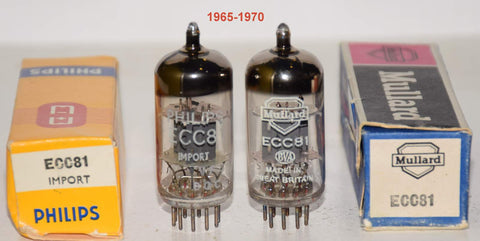 (!!) (Best Pair #3) ECC81=12AT7 Philips by Mullard and&nbsp; Mullard UK NOS 1965-1970 (10.5/12ma and 11.2/10.6ma) (sweet sound)