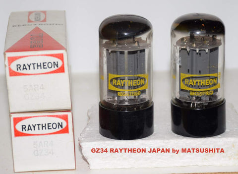 (!!) (Best Value Pair) GZ34 Raytheon Japan by Matsushita NOS similar sound and build to Mullard NOS 1970's (59/40 and 59/40 x 2 tubes)