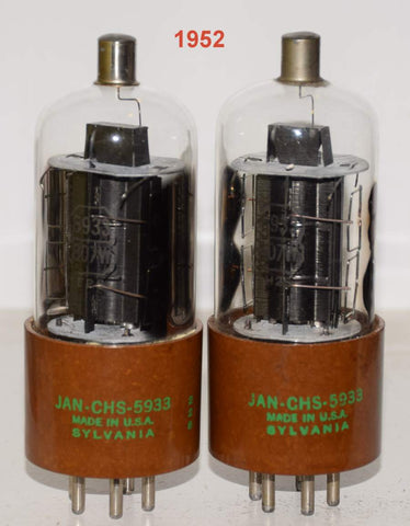 (!) (PAIR) JAN-CHS-5933=807W Sylvania NOS and used/good - double D getters 1952 (66ma and 62.5ma)