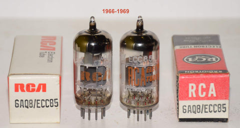 (!) (Good Value Pair) ECC85 Siemens Halske Germany branded RCA NOS 1966-1969 (9.2/8.6ma and 9.8/9.5ma)