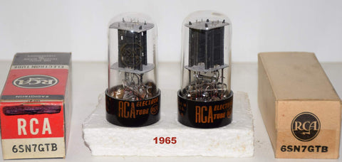 (!!!!!) (Best Value Pair) 6SN7GTB RCA NOS and like new 1965 (8.2/10.2ma and 8.2/9.2ma) (same Gm) (warm and smooth)