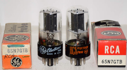 (!!!!) (Best Pair) 6SN7GTB RCA and RCA branded GE NOS 1965-1967 (10.2/11.6ma and 10.2/10.8ma) (smooth with detail) (Rogue)