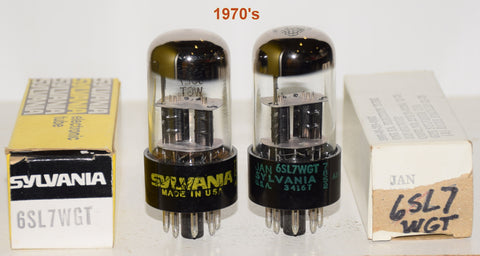 (!!!) (Good Value Pair) 6SL7WGT Sylvania NOS 1970's (2.1/1.6ma and 1.7/1.8ma) 1-5% matched