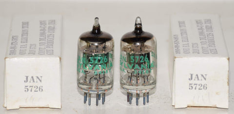 (!!) (Best Pair) 5726=6AL5 Sylvania JAN NOS 1980 (45-46/40 and 46-46/40)