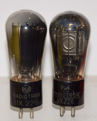 (!!!) (Pair) UX-226 RCA Radiotron balloon used/good 1930 era (3.9ma and 3.6ma)