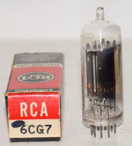 (!!) (BEST SINGLE) 6CG7 RCA clear top chrome shield NOS 1960's (10ma/9.4ma)