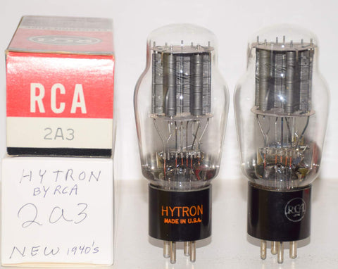 (!!!) (Best Pair #1) 2A3 RCA and RCA branded HYTRON black plates D getter halo 1945 era NOS (105ma and 107ma) (sound excellent in SET amp)