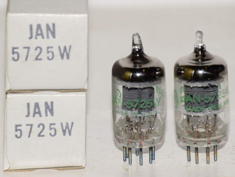 (PAIR) JAN-5725W=6AS6 GE gray plate NOS 1986 (4.2ma and 4.1ma)