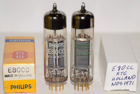 (!!!) (Best Pair #3) E80CC=6085 Philips SQ and RTC Holland NOS 1967-1971 (5.8/6.9ma and 5.6/7.0ma) (Same Gm)
