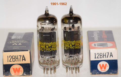 (!!!!) (Recommended Pair) 12BH7A Westinghouse black ribbed plates 