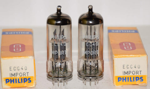 (!!) (Best Pair) ECC40 Philips Import NOS made by La Radiotechnique, Chartres/France 1960 (6.0/6.2ma and 6.1/6.4ma) (Same Gm) 1-2% matched