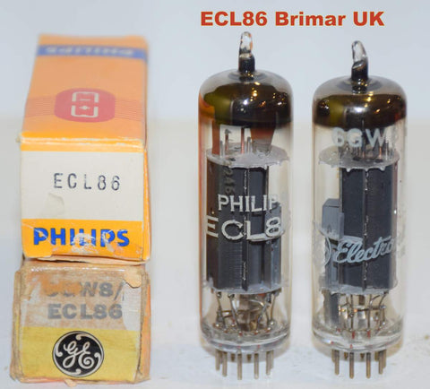 (!!) (Recommended Pair) ECL86=6GW8 GE and Philips by Brimar UK NOS 1968 (1.4/1.0ma and 31/33ma)
