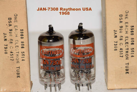 (!!!!) (Best Value Pair) Recommended Single) JAN-7308 Raytheon NOS 1968 (15.2/10.4ma and 16.8/12.5ma)
