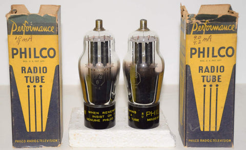 (!!!!) (Best Pair) 6F8G Sylvania Philco parallel black round plates NOS 1940's (10/9ma and 9/9.2ma)