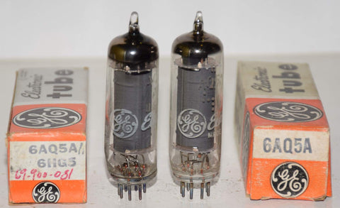 (!!!) (Best Pair #3) 6AQ5A GE NOS 1960-1975 (46.5ma and 49.6ma)