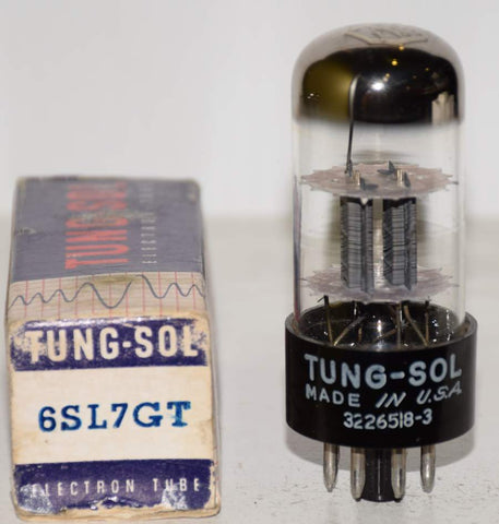 (!!) (Single) 6SL7GT Tungsol tall bottle gray ribbed plates around 1960 (2.2/1.6ma)