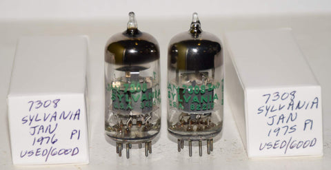 (!!!!!) (Pair) JAN-7308 Sylvania used/good 1975-1976 (10.8/14.8ma and 13.2/12.0ma) (best 6922 substitute)