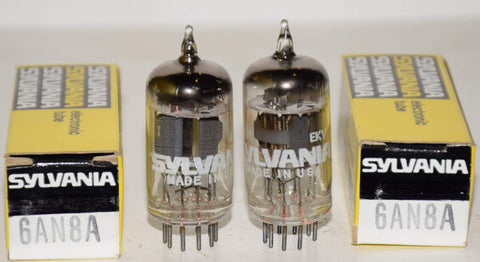 (!!!!) (Pair) 6AN8A Sylvania NOS 1970's (9/12ma and 10/12ma) (close Gm)