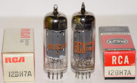 (!!!!) (Best Audio Pair) 12BH7A RCA gray plates NOS 1964-1971 (8.2/8.2ma and 8.8/9.4ma) (close Gm matching)