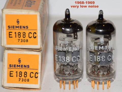 (!!!!!) (Best Pair) E188CC=7308 Siemens Halske Germany NOS 1968-1969 (15.5/16.2ma and 15.2/16.8) (very low noise) (phono grade) (rare)