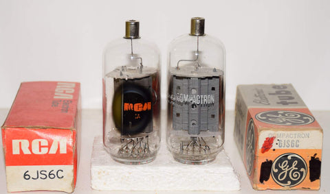 (!!) (Recommended Pair) 6JS6C GE branded RCA and GE NOS 1970's (70ma and 70ma)