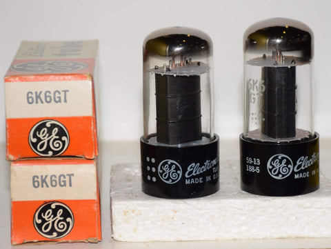 (!!!) (Best Pair) 6K6GT GE black plate D getter NOS 1957-1959 (53.5ma and 54ma)