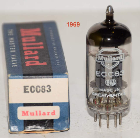 (!!!!!) (Mullard 1969) 12AX7=ECC83 Mullard UK ribbed plates NOS 1969 (1.1/1.2ma) (same Gm)