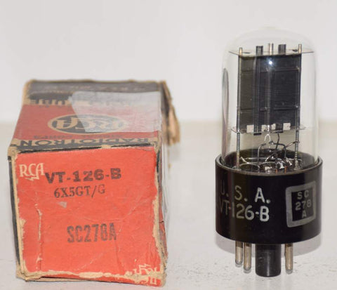 (!!!) (Single 1943) 6X5GT=VT-126B RCA black plates NOS 1943 slightly tilted glass (54/40 and 58/40) (Best Sound)