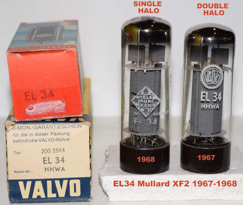 (!!!!) (Recommended XF2 Pair) EL34 Mullard XF2 NOS (1 tube) double halo 