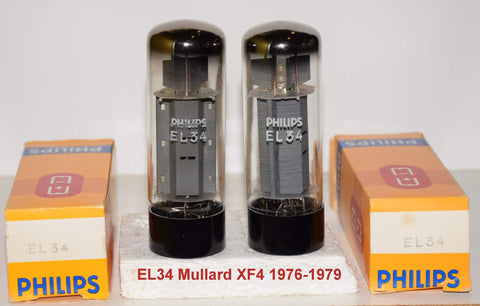 (!!!!) (Best Pair #3) EL34 Mullard branded Philips NOS XF4 1976-1979 (88.5ma and 89.2ma) (Same Gm)