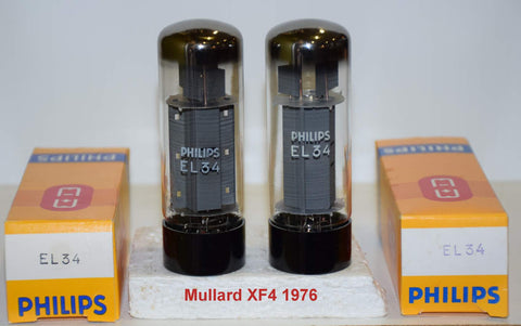 (!!!!) (BEST XF4 Pair) EL34 Philips Mullard NOS XF4 1976 (106ma and 107ma)