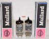 (!!!!!) (Best Mullard Pair #2) 12AX7=ECC83 Mullard UK ribbed plates NOS 1969 same date codes (1.4/1.1ma and 1.3/1.2ma) 1-5% matched