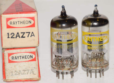 (!!!) (Recommended Pair) 12AZ7A Hitachi branded Raytheon Japan gray plates NOS 1960's (10.0/10.8ma and 9.6/10.7ma)