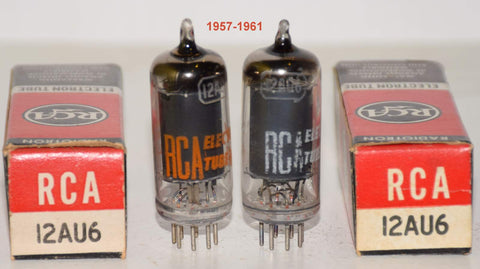(!!) (Best Pair #1) 12AU6 RCA NOS 1957-1959 (9.4ma and 9.6ma)