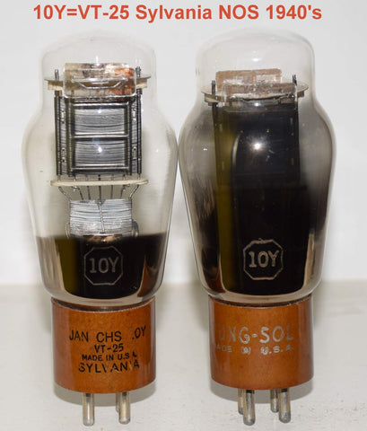 (!!) (Best Pair) 10=VT-25 Sylvania and Sylvania branded Tungsol NOS 1940's (26.5ma and 29ma)