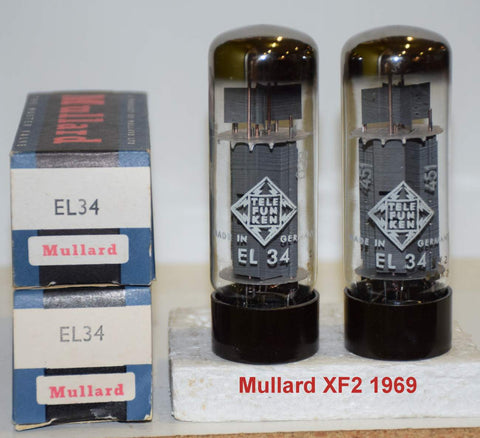 (!!!!) (Best Pair) EL34 Mullard UK branded Telefunken XF2 NOS 