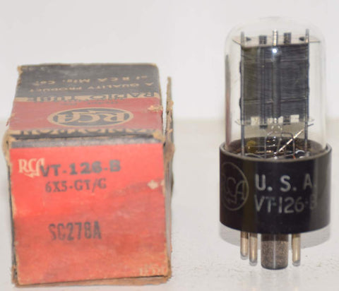 (!!!) (Best Value) 6X5GT=VT-126B RCA black plates NOS 1943 (48/40 and 48/40) (Best Sound)