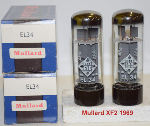 (!!!!) (Best Pair) EL34 Mullard UK branded Telefunken XF2 NOS 