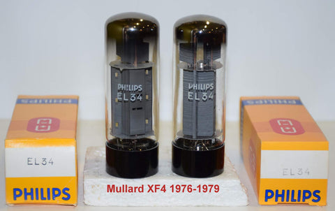 (!!!!) (BEST XF4 Pair) EL34 Philips Mullard NOS XF4 1976-1979 (90ma and 91.5ma) (same Gm)
