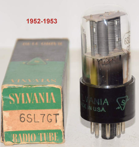 (!!!) (Best Single) 6SL7GT Sylvania round gray plates NOS 1952-1953 (2.9/2.9ma) 1-2% section balance
