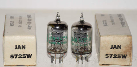 (BEST PAIR) JAN-5725W=6AS6 GE gray plate NOS 1973-1977 (4.4ma and 4.5ma) (same Gm)